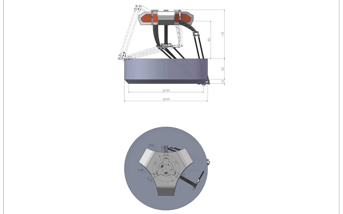 Dessin technique de BAT2000M-S15 robot Delta