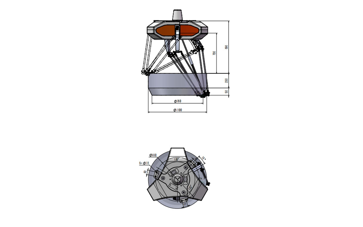 Dessin technique de BAT1100-S3 robot Delta