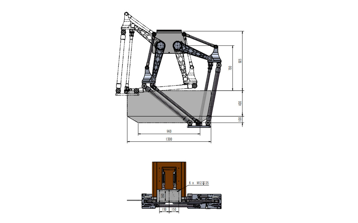 Dessin technique de BAT1300B-S50 robot Delta à charge lourde