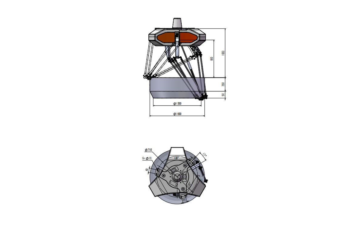 Dessin technique de BAT1600-S6 robot Delta